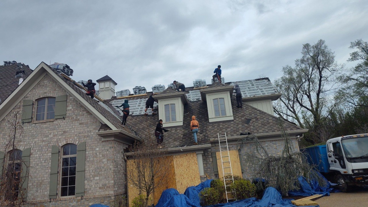 Conrad Restoration crew — Wildwood estate roof replacement